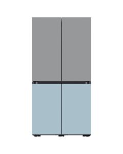 Samsung BESPOKE Refrigerator 4 Doors Top Satin Gray with Bottom Satin Skyblue