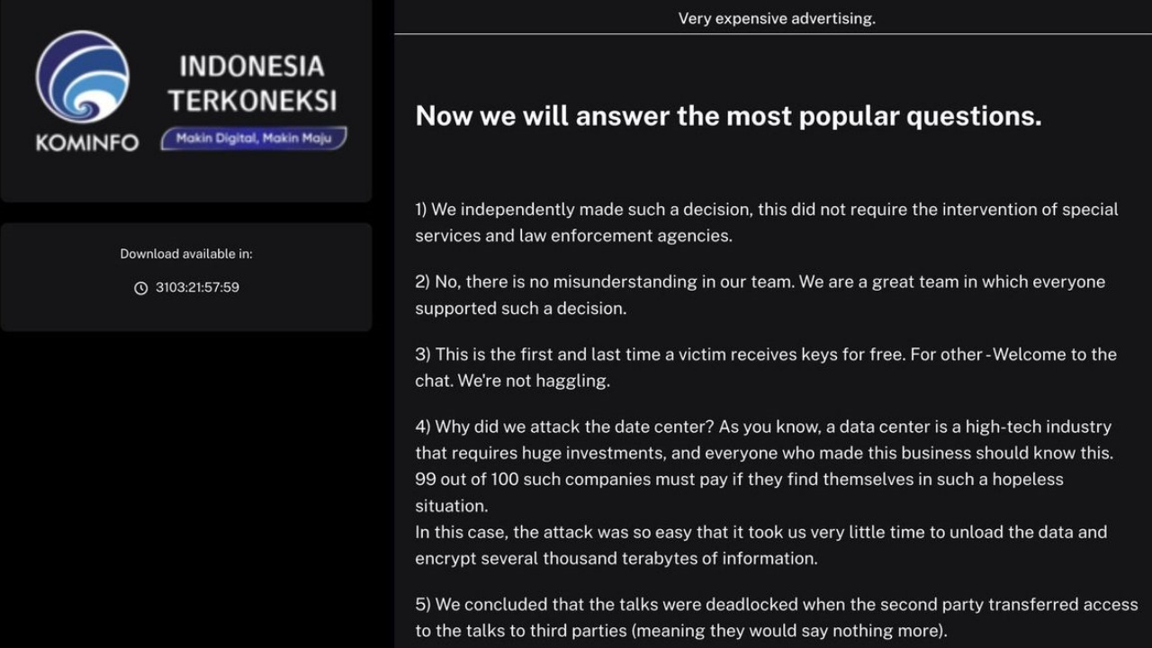 Fakta-Fakta Di Balik Kebocoran Data PDNS 2, Tak Ada Backup Data